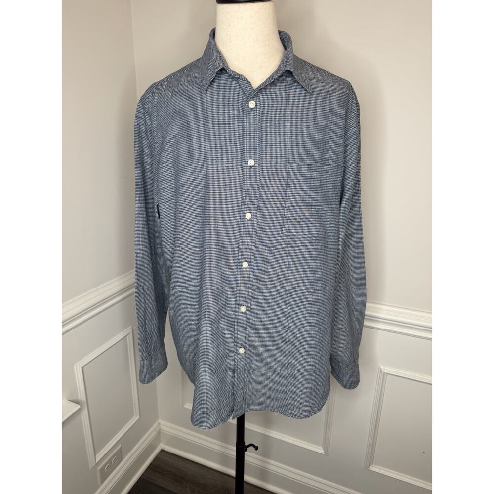Goodfellow & Co Men’s Linen Blend Long Sleeve Shirt Size XL Collared Blue